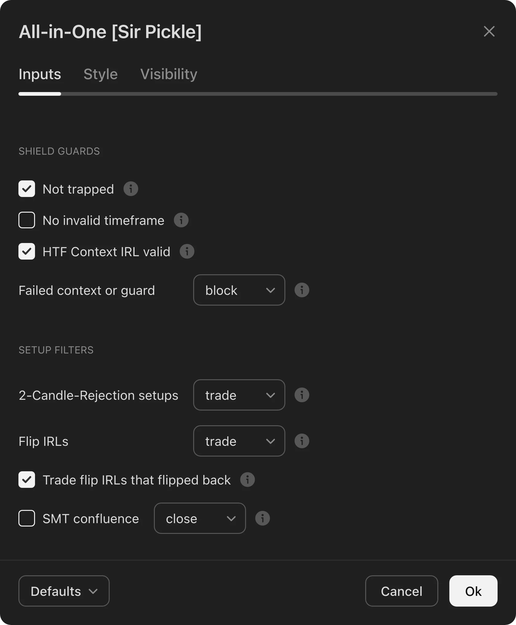 The All-in-One settings panel.